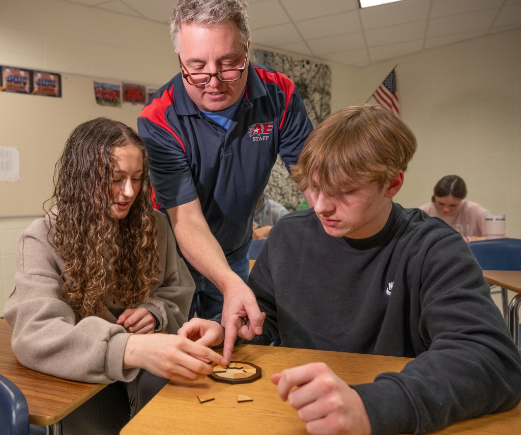 Teacher Anthony Palma with students.